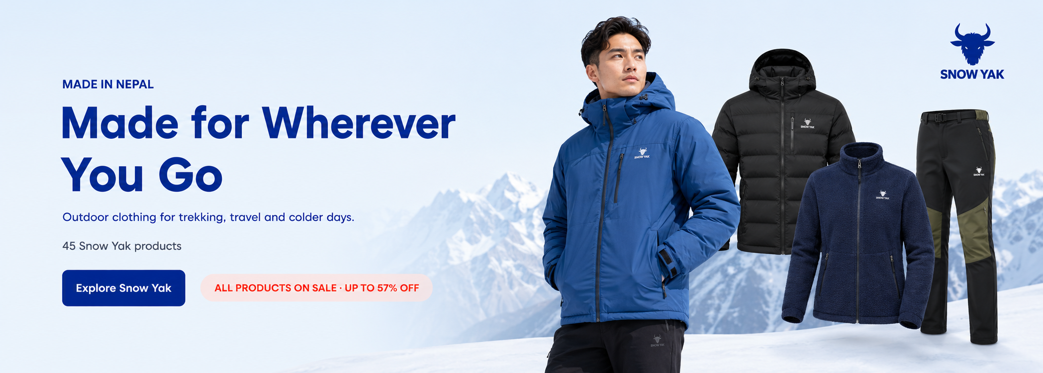 Explore Snow Yak outdoor clothing